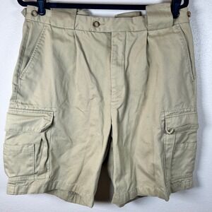 Daniel Cremieux Mens Cargo Shorts 36 Khaki Cotton Outdoor Hiking Double Seat